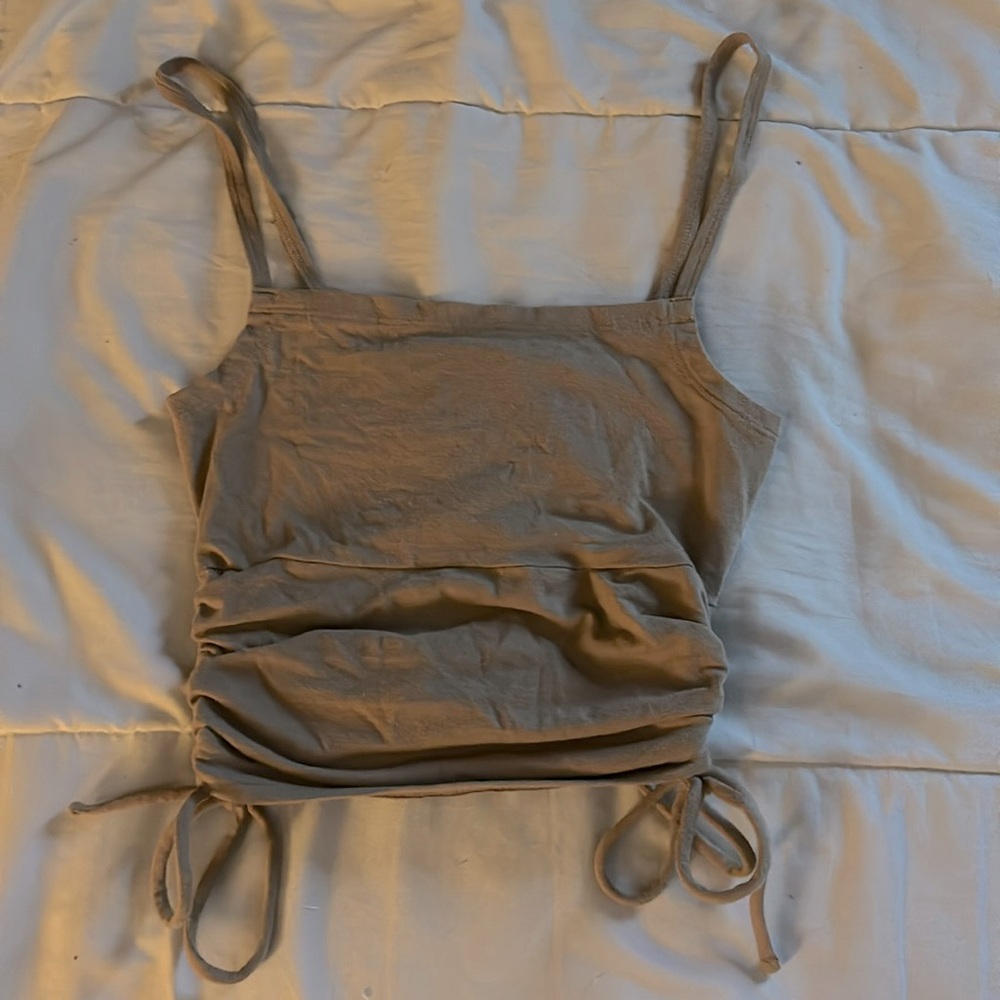 Light Brown Scrunch Adjustable Cropped Tank Hollister XS